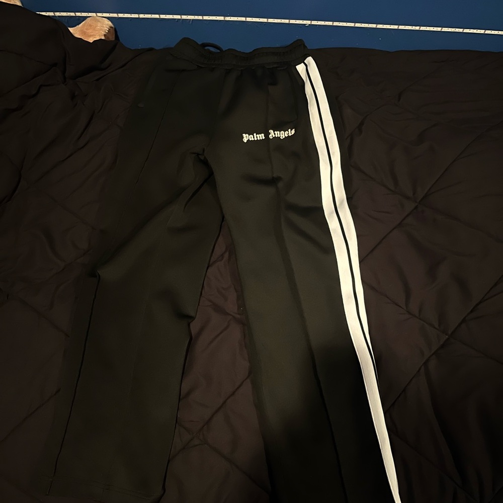 Palm Angels Black Track Pants with White Stripe